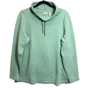 L.L.Bean Quilted Cowl Neck Pullover Sweatshirt Medium PET – Mint Green